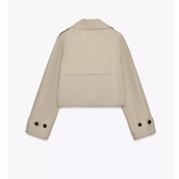 Zara DOUBLE BREASTED SHORT TRENCH COAT - Picture 4 of 6